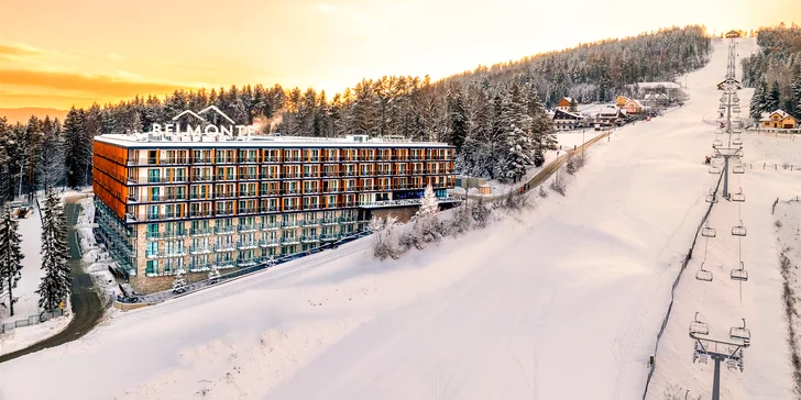 5* luxusní horský hotel v Krynici-Zdrój vedle sjezdovky s neomezeným wellness