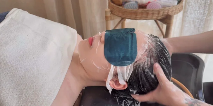 Japonské head spa: relaxační mytí vlasů s masáží hlavy a aromaterapií i ošetření obličeje