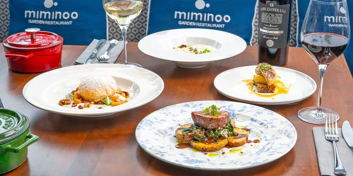 4chodové degustační menu v restauraci Miminoo a vstup na vyhlídku Žižkovské věže pro 2 osoby