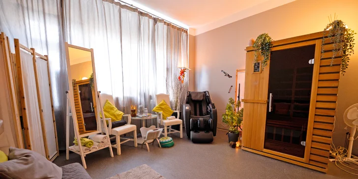 Relaxační balíčky pro 1-2 osoby: zábaly, různé typy masáží, uhličitá koupel, vibrační pás a další