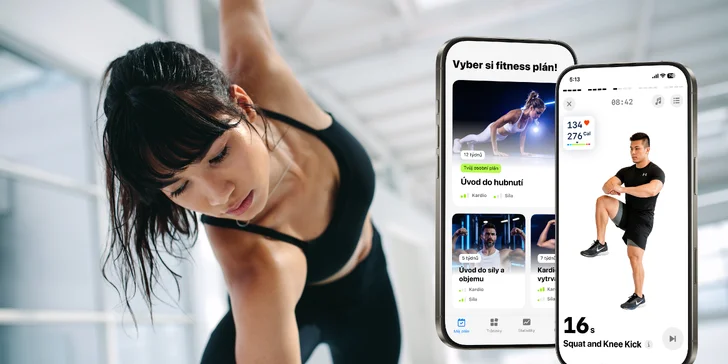 Moderní fitness aplikace Fitify Pro: roční nebo celoživotní členství