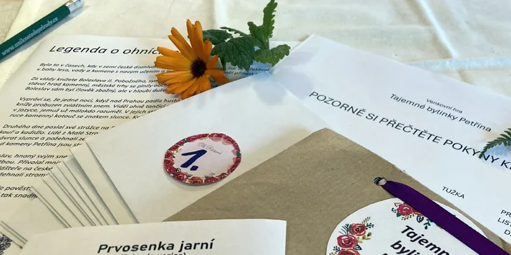 Venkovní hra Tajemné bylinky Petřína: procházka i vlastnoruční výroba oleje