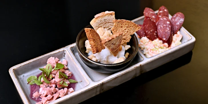 3–5chod. menu dle výběru pro 2 v Grandhotelu Bohemia: konfitované kachní prso, pstruh i dort