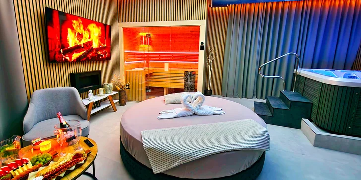 Nové privátní wellness v Hloubětíně: velký whirlpool, finská sauna, dvě relaxační zóny na výběr a drink