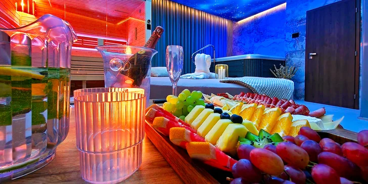 Nové privátní wellness v Hloubětíně: velký whirlpool, finská sauna, dvě relaxační zóny na výběr a drink