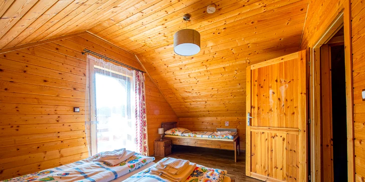 Lopušná Dolina pod Tatrami: pobyt v pokojích nebo chatce s wellness a možností stravování