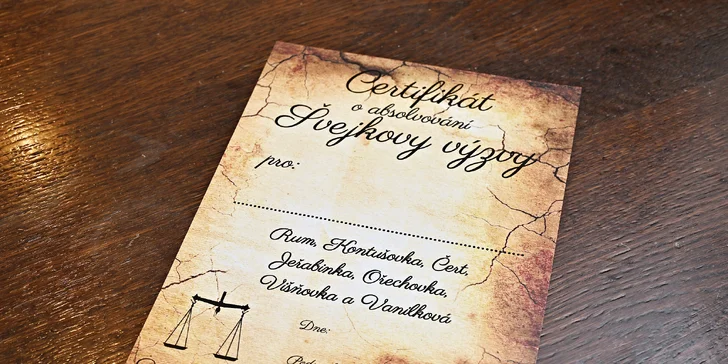 Zdolejte Švejkovu výzvu: 7 tradičních českých destilátů pro 1 či 2 osoby