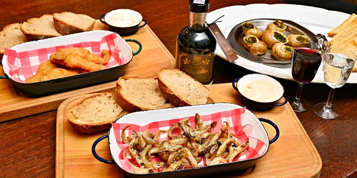 Degustační menu s grundlemi, žabími stehýnky a šneky pro 2 osoby