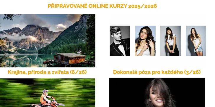 Online kurzy focení, kompozice i postprodukce: přístup na 3 měsíce až 10 let, jako bonus e-booky