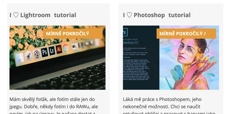 Online kurzy focení, kompozice i postprodukce: přístup na 3 měsíce až 10 let, jako bonus e-booky