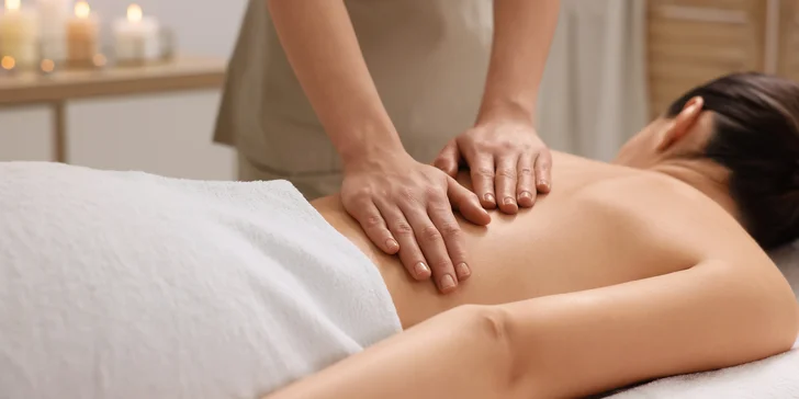 30-120min. masáž dle výběru: lymfatická, relaxační, Dornova metoda i Breussova masáž