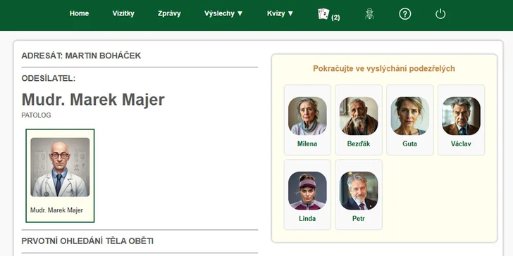 Online detektivní hra: Vražda talentované běžkyně, vč. výslechů a analýzy stop