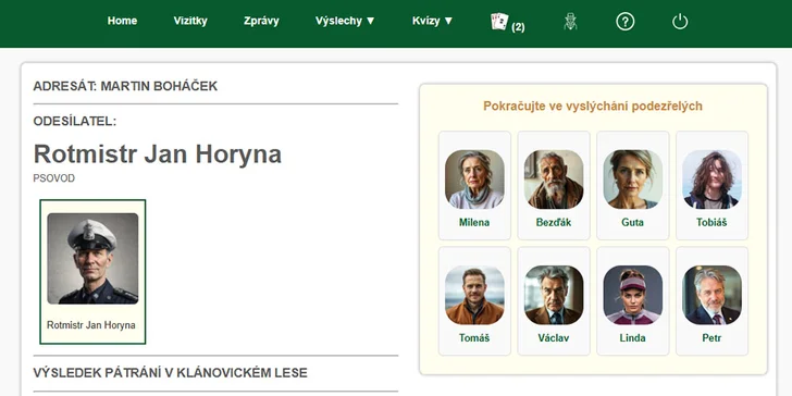 Online detektivní hra: Vražda talentované běžkyně, vč. výslechů a analýzy stop