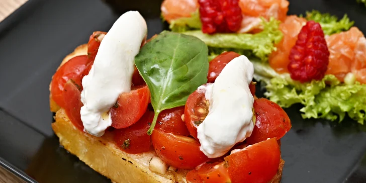 Italské degustační menu u Staroměstského náměstí pro 1 nebo 2 osoby