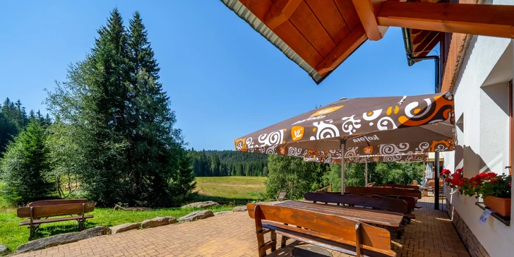 Šumavská Modrava: vybavené apartmány pro dva či rodinu, vč. polopenze i privátního wellness