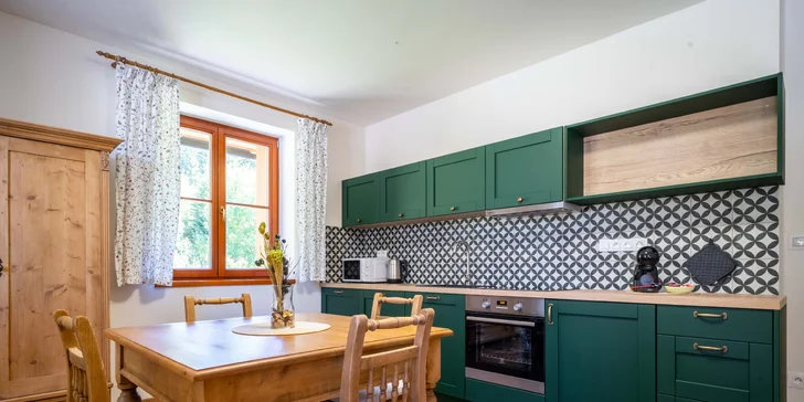 Šumavská Modrava: vybavené apartmány pro dva či rodinu, vč. polopenze i privátního wellness