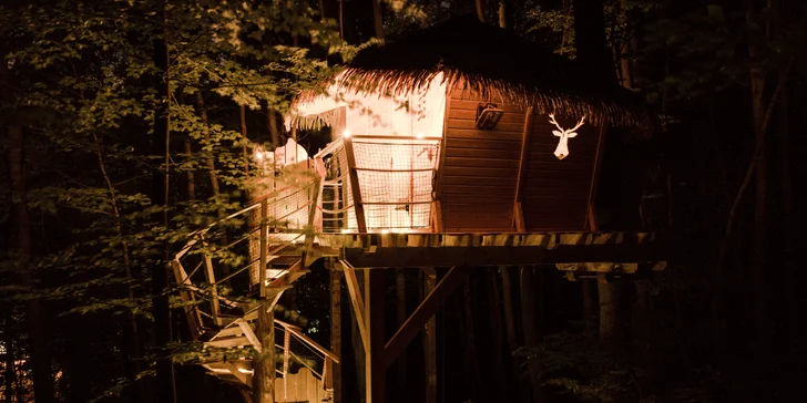 Zážitkový pobyt v unikátním Treehouse v Trenčianských Teplicích se snídaní a vstupem do wellness