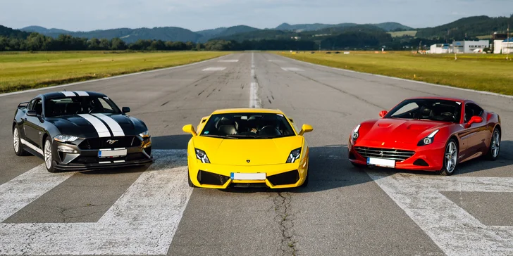Vstříc adrenalinu: jízda v supersportu –⁠⁠⁠⁠⁠⁠ Ferrari, Lamborgini i Mustang, 20–⁠⁠⁠⁠⁠⁠40 minut