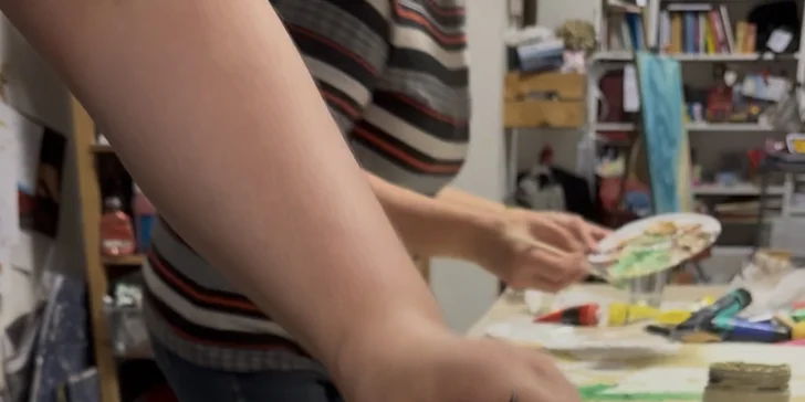 Skupinový kurz výroby strukturovaného obrazu ze stěrky a plátkového zlata