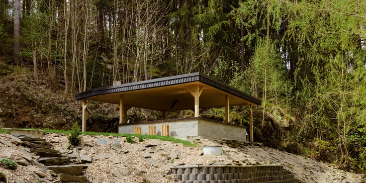 Relax ve Svojanově: tiny house Malý gurmán, vč. finské sauny a možnosti snídaně