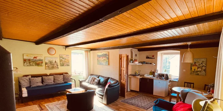 Útulné apartmány na břehu Slapské přehrady: možnost wellness, půjčení kánoe a projížďky člunem s kapitánem