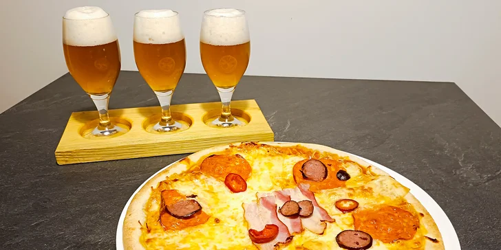 Ochutnávka 3 nebo 6 řemeslných piv i pizza dle výběru