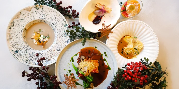 5chodové menu v luxusní zahradní restauraci v centru Prahy pro 1 nebo 2 osoby