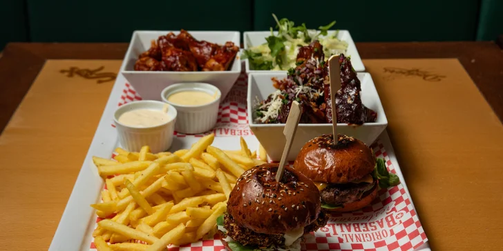 Ochutnejte Ameriku: menu pro 2 osoby s mini burgery, žebry i křídly