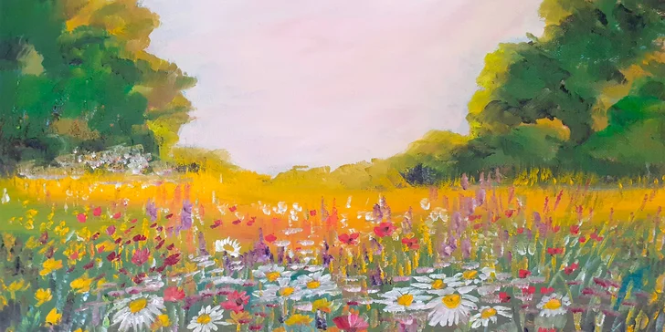 Individuální víkendový kurz olejomalby louky: pro 1-2 děti nebo dospělé