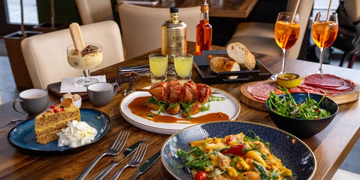 Hostina po italsku: 4chodové menu pro dva vč. aperitivu a digestiva