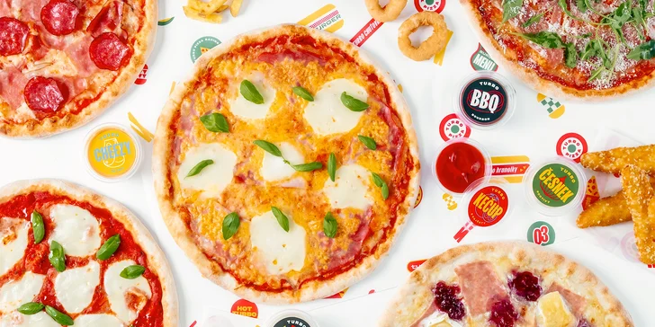 Turbo pizza: 1/4 pizzy podle výběru nebo voucher na 300 Kč na cokoliv