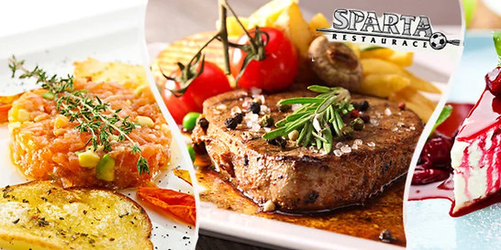 Tříchodové menu pro dva v restauraci Sparta