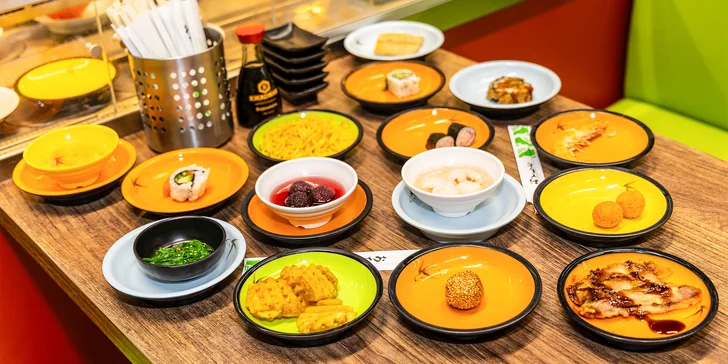 Running sushi: neomezené hodování i nealkoholické nápoje pro 1 osobu