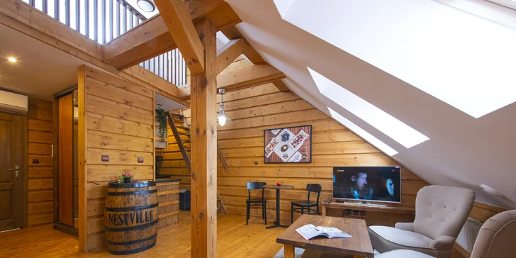 Apartmány se nacházejí v podkroví (Nestville Ap. II. – Čokoládovna)