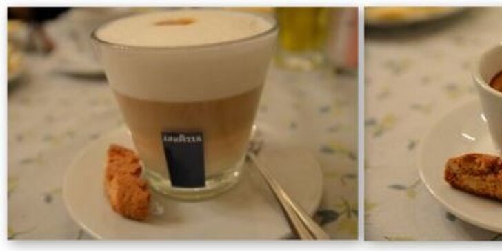 Pravé italské kávy a dezerty pro dva mlsouny