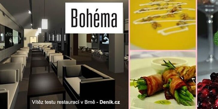 499 Kč za speciální romantické menu pro DVA v Café Restaurant Bohéma. Luxusní pokrmy pod taktovkou skvělého šéfkuchaře a se slevou 56 %.
