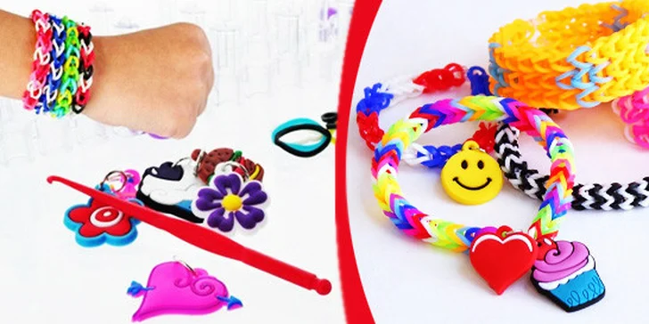 Rainbow Loom a Loom Bands Colorful Sady - duhovo - silikonové náramky