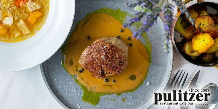 Juhoamerický hovädzí steak s prílohou a polievkou