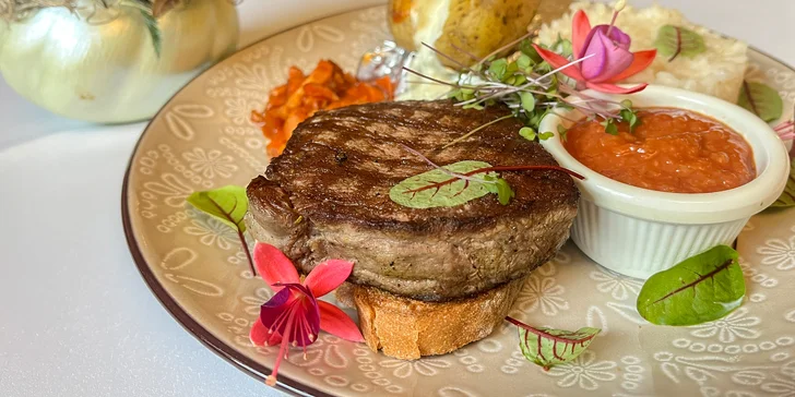 Steak s prílohou podľa vlastného výberu v Reštaurácii u Septima