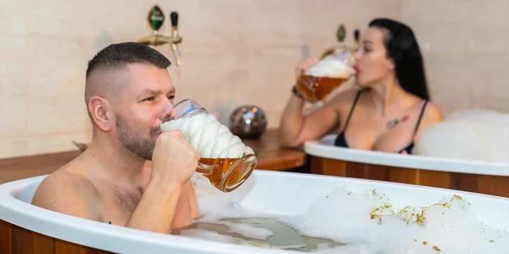 Privátne pivné alebo bylinkové kúpele s wellness, občertvením a neobmedzenou konzumáciou piva