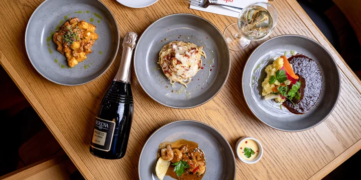 Hostina s chutí Itálie: 5chodové degustační menu vč. zmrzliny pro 2 osoby