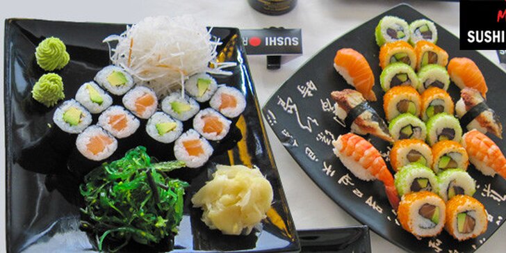 Božské sushi menu s 34 kousky a 2 polévkami
