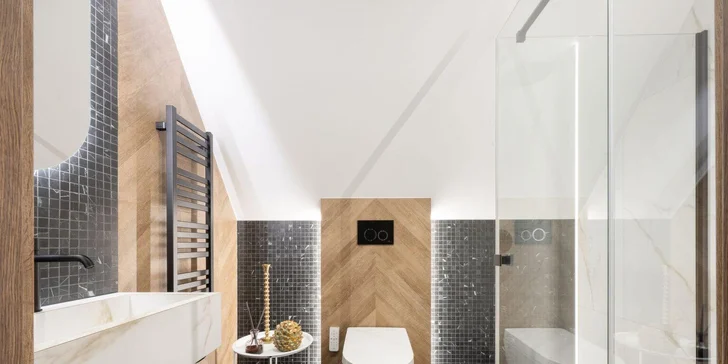 Všetky apartmány ponúkajú štýlovú kúpeľňu a balkón s výhľadom na hory.