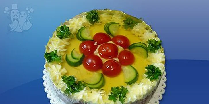 14 velkých obložených chlebíčků či aspikové dorty