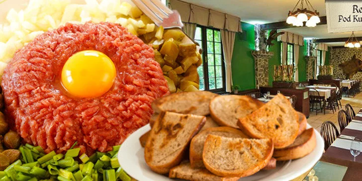Delikatesa masožroutů: 200g tatarák + 6 topinek