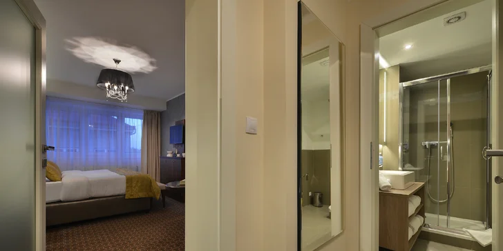 Každý apartmán má vlastní koupelnu se sprchovým koutem nebo vanou.