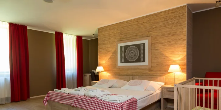 Samozřejmou vybavení pokojů je Wi-Fi, TV, trezor a minibar.