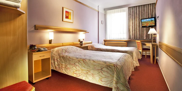V hotelu budete mít připravený pokoj s LCD televizí a Wi-Fi.