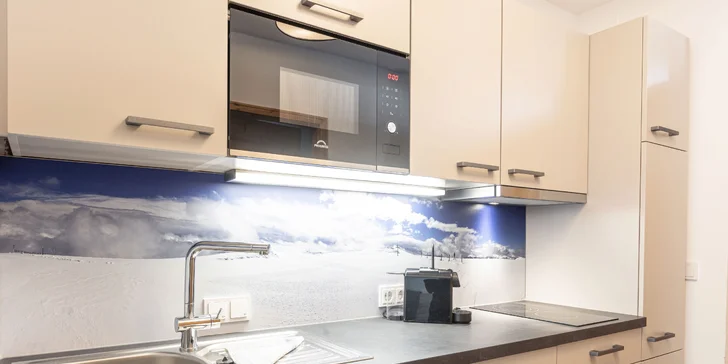 Apartmán i studio disponují vybaveným kuchyňským koutem. 