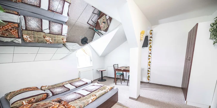 Bydlet budete v jednoduše, ale účelně zařízených apartmánech (apartmán Melmen).